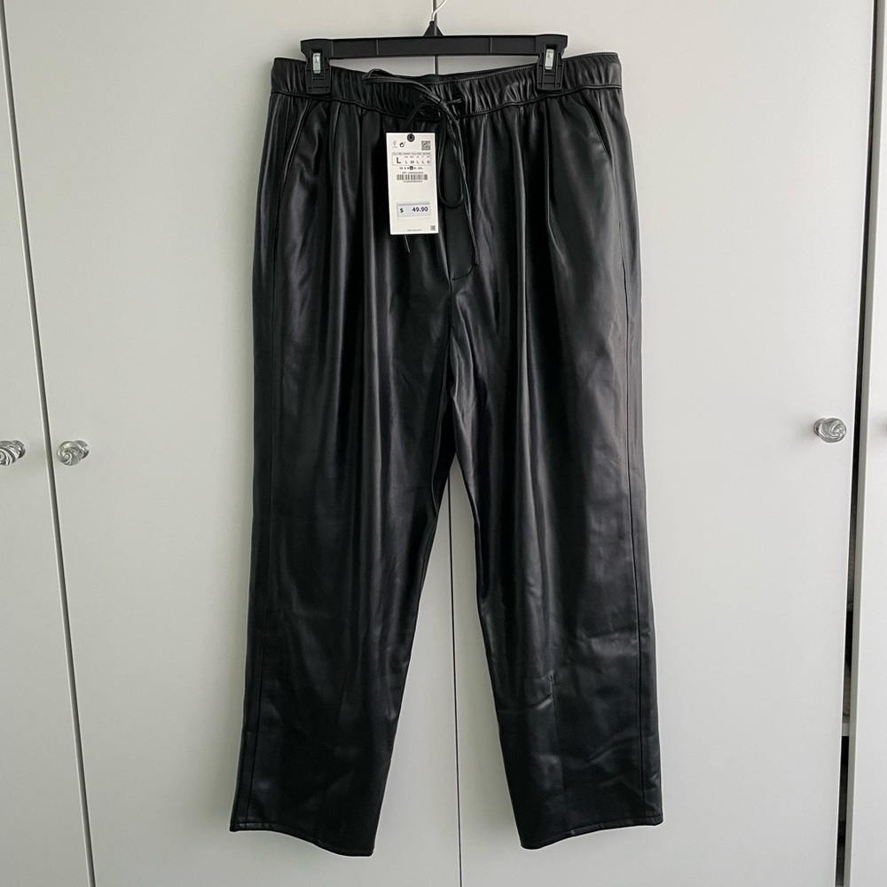 BRAND NEW ZARA FAUX LEATHER JOGGERS